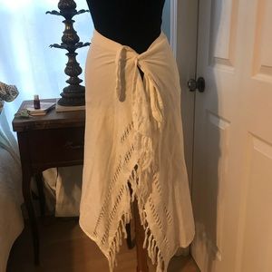 Linen fringe cover up sz med